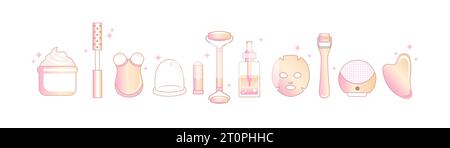 Beauty gadgets,skincare isolated devices for face. Stock Vector