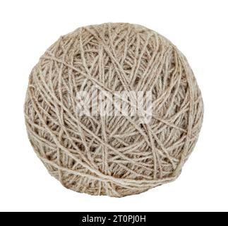 A ball or ball of gray knitting threads on a white background. Knitting Stock Photo