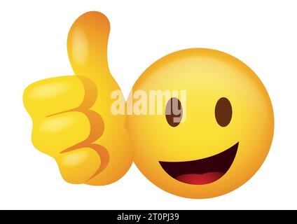 Vector illustration of emoticon doing thumb up Stock Vector