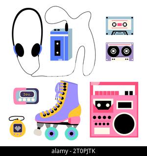 Classic 90s and 80s gadgets vector set Stock Vector