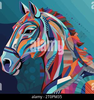 Horse painting in the style of cubism. Abstract painting of a horse in the style of Picasso. Vector illustration. Stock Vector