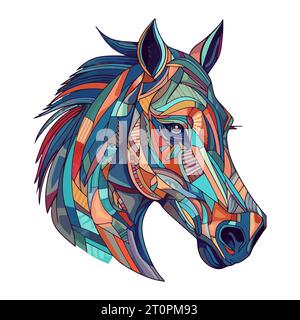 Horse painting in the style of cubism. Abstract painting of a horse in the style of Picasso. Vector illustration. Stock Vector