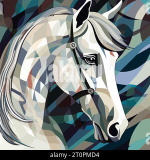 Horse painting in the style of cubism. Abstract painting of a horse in the style of Picasso. Vector illustration. Stock Vector