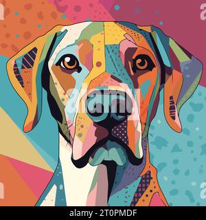 Dog painting in the style of cubism. Abstract painting of a dog in the style of Picasso. Vector illustration. Stock Vector