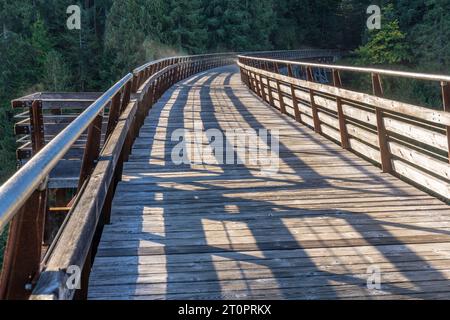 The Trans-Canada Trail on the Kinsol Trestle over the Koksilah River in Shawnigan Lake, British Columbia, Canada. Stock Photo