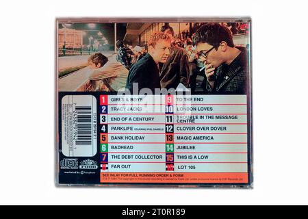 Blur - Parklife reverse with tracks list, CD case on light background Stock Photo