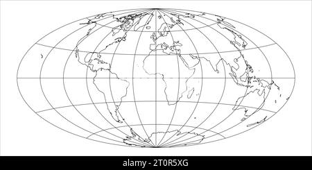 Map of The World. Aitoff projection. Globe with latitude and longitude ...