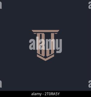 BJ initial monogram logo with pillar style design Stock Vector