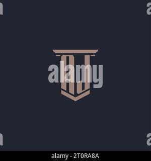 AJ initial monogram logo with pillar style design Stock Vector