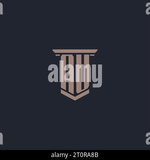 AU initial monogram logo with pillar style design Stock Vector