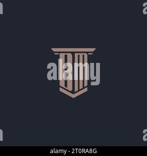 BM initial monogram logo with pillar style design Stock Vector
