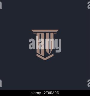 BV initial monogram logo with pillar style design Stock Vector