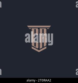 CR initial monogram logo with pillar style design Stock Vector