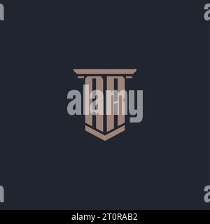 AR initial monogram logo with pillar style design Stock Vector
