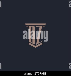 DZ initial monogram logo with pillar style design Stock Vector