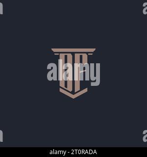 DF initial monogram logo with pillar style design Stock Vector