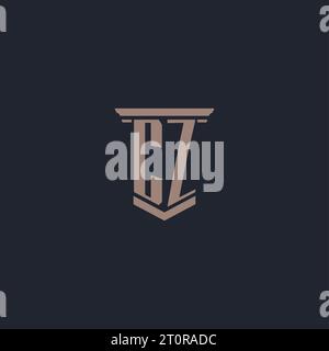 CZ initial monogram logo with pillar style design Stock Vector