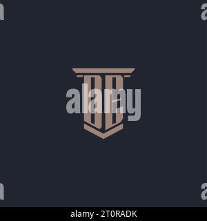 DE initial monogram logo with pillar style design Stock Vector