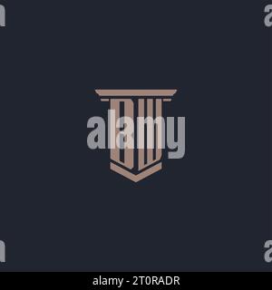 BW initial monogram logo with pillar style design Stock Vector