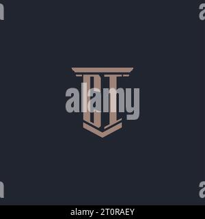 CI initial monogram logo with pillar style design Stock Vector