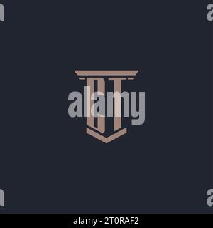 CT initial monogram logo with pillar style design Stock Vector