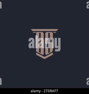 DS initial monogram logo with pillar style design Stock Vector