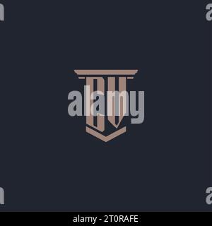 CV initial monogram logo with pillar style design Stock Vector