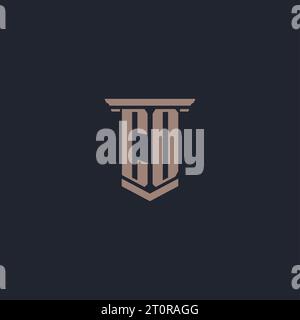 CO initial monogram logo with pillar style design Stock Vector