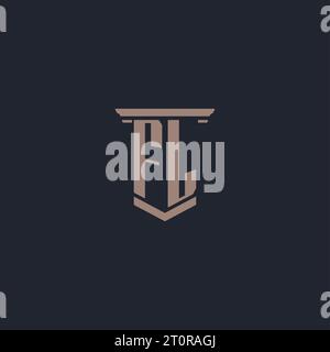 FL initial monogram logo with pillar style design Stock Vector