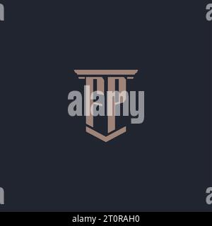 FP initial monogram logo with pillar style design Stock Vector
