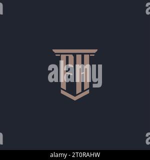 FH initial monogram logo with pillar style design Stock Vector