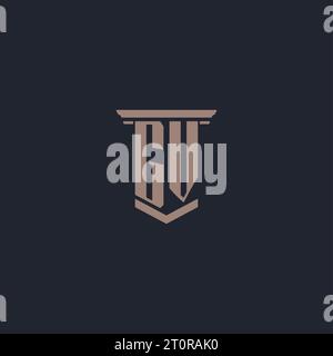 GV initial monogram logo with pillar style design Stock Vector