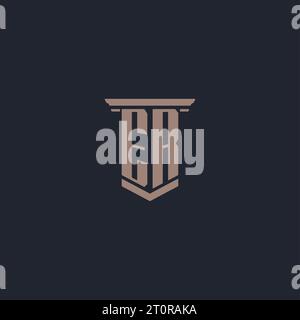 ER initial monogram logo with pillar style design Stock Vector