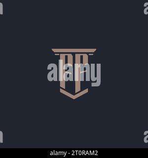 FF initial monogram logo with pillar style design Stock Vector