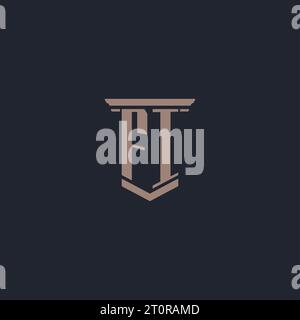 FI initial monogram logo with pillar style design Stock Vector