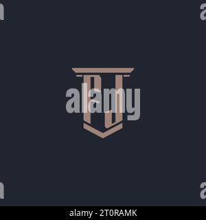 FJ initial monogram logo with pillar style design Stock Vector