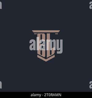 EL initial monogram logo with pillar style design Stock Vector