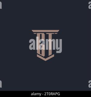 GT initial monogram logo with pillar style design Stock Vector