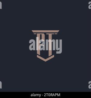 FT initial monogram logo with pillar style design Stock Vector