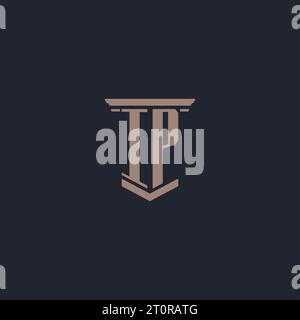 IP initial monogram logo with pillar style design Stock Vector