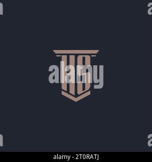 HS initial monogram logo with pillar style design Stock Vector