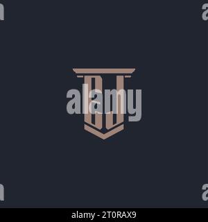 EJ initial monogram logo with pillar style design Stock Vector