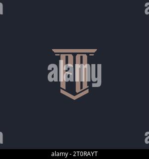 FQ initial monogram logo with pillar style design Stock Vector