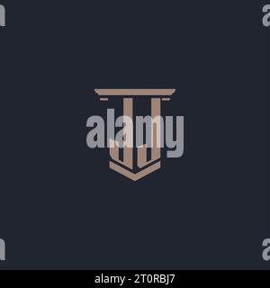 JJ initial monogram logo with pillar style design Stock Vector