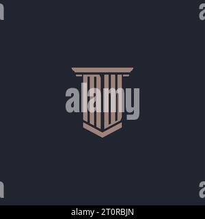 MW initial monogram logo with pillar style design Stock Vector