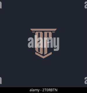 OF initial monogram logo with pillar style design Stock Vector