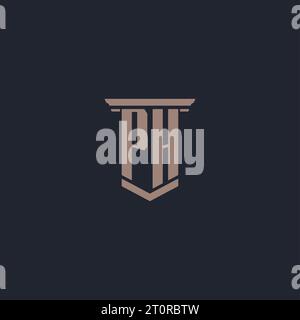 PH initial monogram logo with pillar style design Stock Vector