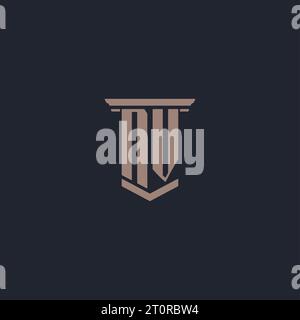 NV initial monogram logo with pillar style design Stock Vector