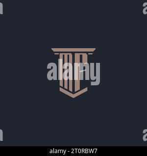 MF monogram initial logo with pillar shape icon design, luxury and ...