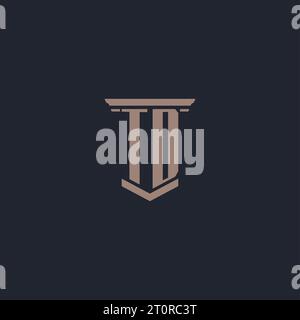 TD initial monogram logo with pillar style design Stock Vector